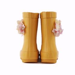 （ イエロー ）キッズ フラワー レインブーツ 16.0cm こども 長靴 黄色 花 かわいい 通園 通学 雨具 梅雨 4枚目の画像