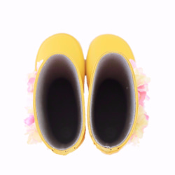 （ イエロー ）キッズ フラワー レインブーツ 16.0cm こども 長靴 黄色 花 かわいい 通園 通学 雨具 梅雨 5枚目の画像