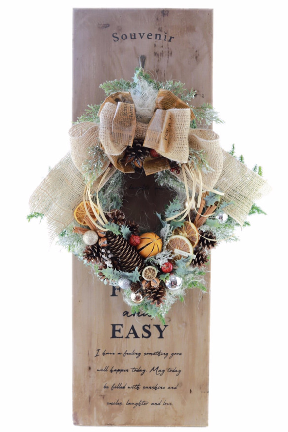 ドライフルーツ 木の実 クリスマスリース スクエア 四角 リース