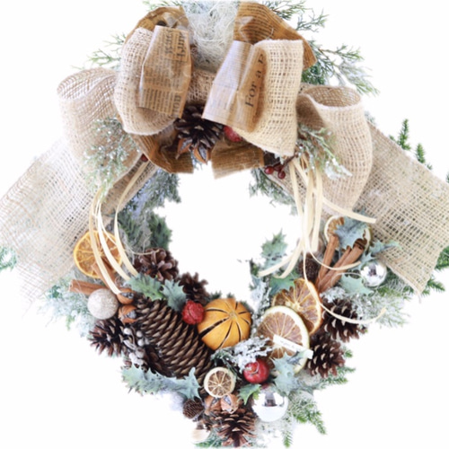 ドライフルーツ 木の実 クリスマスリース スクエア 四角 リース