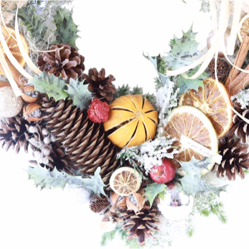 ドライフルーツ 木の実 クリスマスリース スクエア 四角 リース