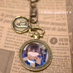 【ｍ様オーダー品】子供の写真入り☆懐中時計型ぷっくりキーホルダー 1枚目の画像