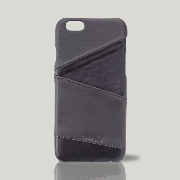 【5折】真皮皮革手機背蓋 | KAHLÚA可可利口‧iPhone 6/6s (Plus) - 黑灰色 第2張的照片