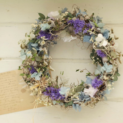 ◇ハーフリース◇紫陽花◇ナチュラルリース◇リース 紫陽花ナチュラルリース リース nancys 通販 11844278｜Creema(クリーマ)