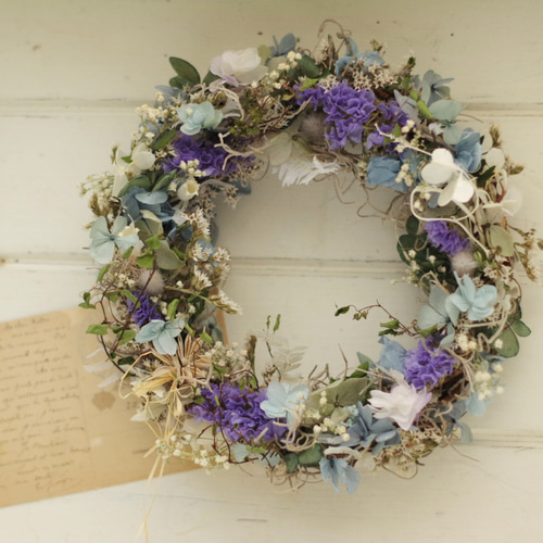 ◇ハーフリース◇紫陽花◇ナチュラルリース◇リース 紫陽花ナチュラルリース リース nancys 通販 11844278｜Creema(クリーマ)