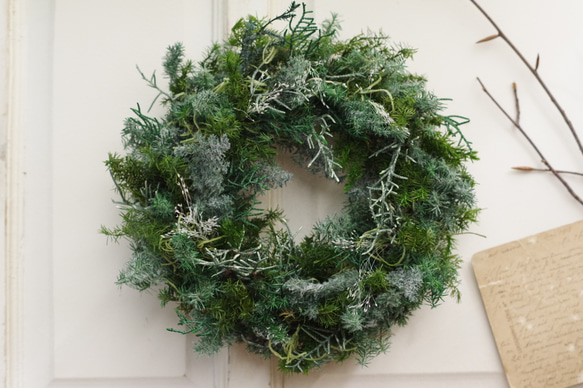 Creema限定＊シンプルグリーンクリスマスリースM リース nancys 通販 