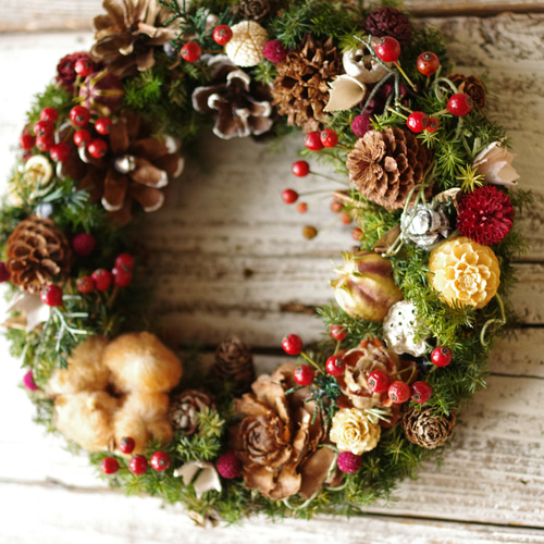 野ばらの実のクリスマスリースL プリザーブドフラワー nancys 通販