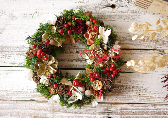 野ばらの実のクリスマスリースM プリザーブドフラワー nancys 通販