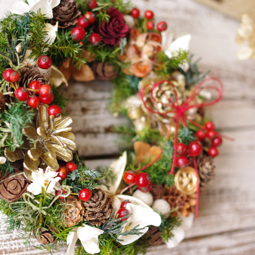 野ばらの実のクリスマスリースM プリザーブドフラワー nancys 通販