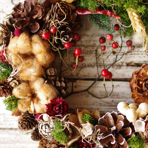実りのクリスマスリースL プリザーブドフラワー nancys 通販 6413648