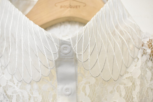 （送料無料）まるで天使の羽　透け感たっぷり刺繍総レース付け襟　（白）　　【No.0500】 7枚目の画像