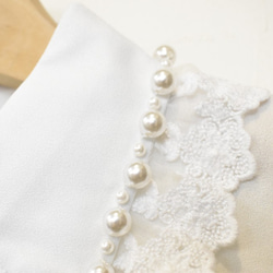 （送料無料）ホワイトパールと大きな刺繍レースの付け襟　（白）　　【No.0505】 5枚目の画像
