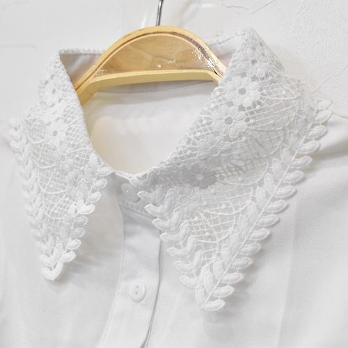 アンティーク プリンセスレース 小花と葉のアップリケ チュール付け襟 fairy-lace_ny-50