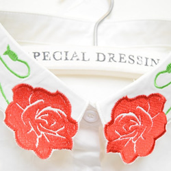 （送料無料）薔薇刺繍デザインコットン素材付け襟【NO.013】 4枚目の画像