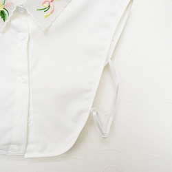 （送料無料）フラワーブーケ刺繍オーガンジー素材の付け襟【No.0100】 3枚目の画像