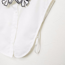 （送料無料）白黒モノトーンリボン刺繍付け襟【No.0152】 4枚目の画像
