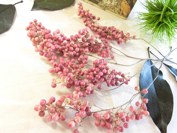 枝付きペッパーベリー（ピンク）　ハーバリウム、アロマワックス、スワッグ、ボタニカルキャンドル他花材 1枚目の画像