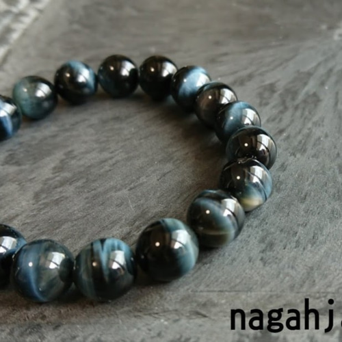 めるさん高品質　ブルータイガーアイ　ブレスレット　3-77 めるさん様専用高品質 ブルータイガーアイ ブレスレット 3-77 - メルカリ