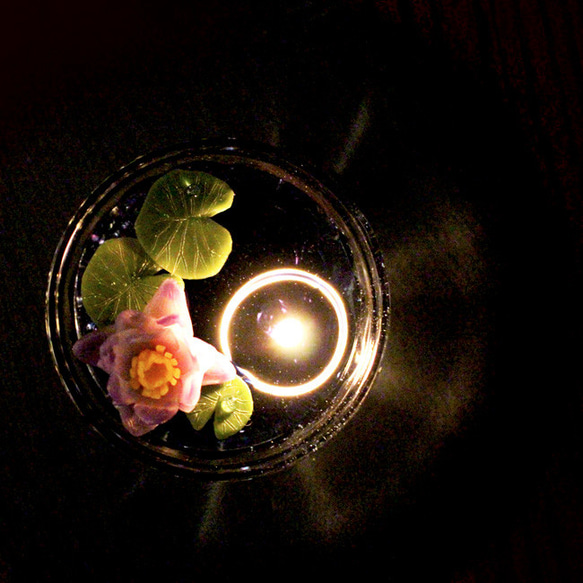 「睡蓮のある風景（夜）」ジェルキャンドル 4枚目の画像