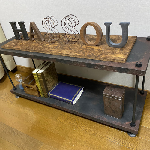 W900テレビボード エイジング錆鉄風木製ボード テレビ台・テレビボード