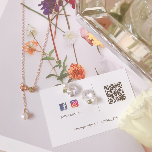MISAKI ACC「petit」系列-綠意の清涼棉珍珠項鍊 第5張的照片
