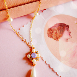 MISAKI手作飾品「睡美人的夢境」－粉水晶鑲鑽珍珠項鍊／手鍊 第9張的照片