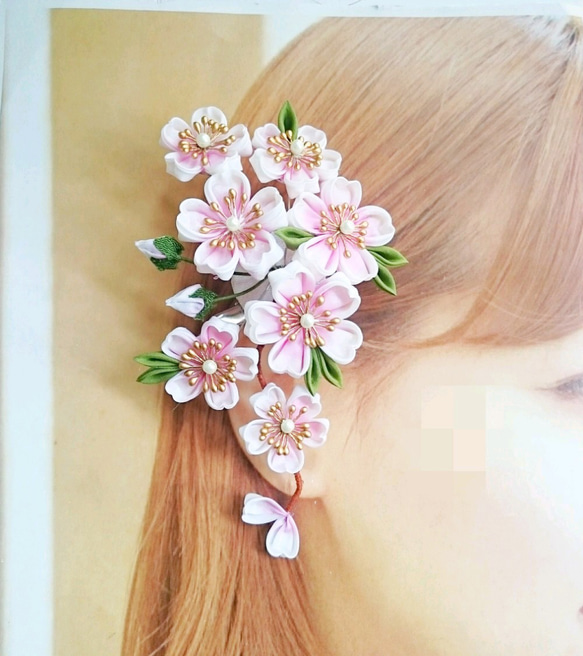 つまみ細工 桜 ベビーヘアクリップ ヘアピン ヘアゴム ヘアアクセサリー 髪飾り つまみ細工♡桜♡ベビーヘアクリップ ヘアゴム 【オーダー♡つまみ細工