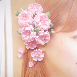 つまみ細工〜満開の桜 八重桜の髪飾り ヘアクリップ〜 ヘア