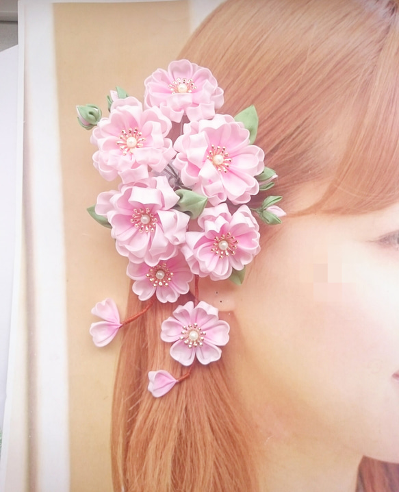 和 満開の桜 猫ちゃん ヘアゴム