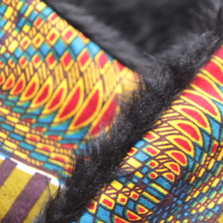 ショートマフラー ”アフリカ布＆フェイクファー” SM5 4枚目の画像