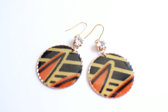 まんまるアフリカ生地ピアス/african print circle earring (2) 5枚目の画像