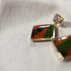 しかくアフリカ生地ピアス/african print square earrings (1) 3枚目の画像