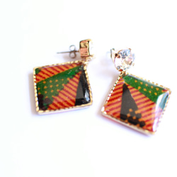 しかくアフリカ生地ピアス/african print square earrings (1) 5枚目の画像