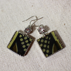 しかくアフリカ生地ピアス/african print square earrings (6) 3枚目の画像