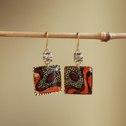しかくアフリカ生地ピアス/african print square earrings (4) 1枚目の画像
