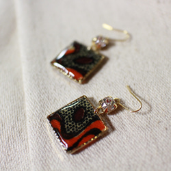 しかくアフリカ生地ピアス/african print square earrings (4) 3枚目の画像