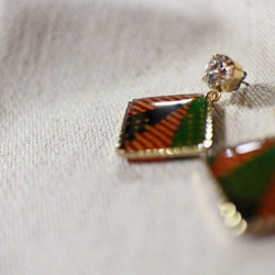 しかくアフリカ生地ピアス/african print square earrings (1) 3枚目の画像