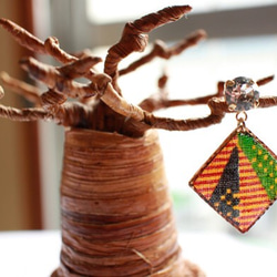 しかくアフリカ生地ピアス/african print square earrings (1) 4枚目の画像