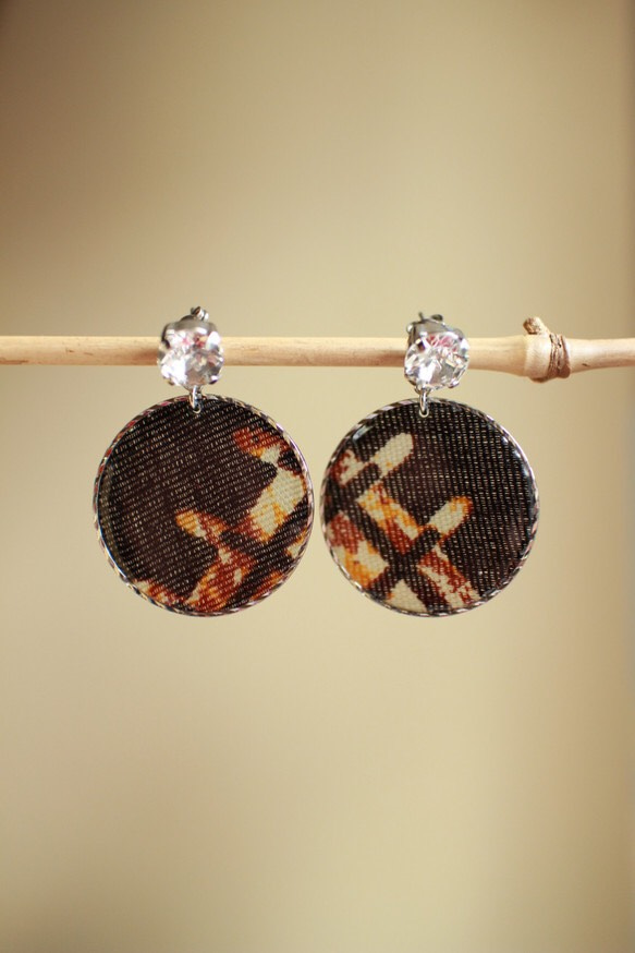 まんまるアフリカ生地ピアス/african print circle earring (4) 1枚目の画像