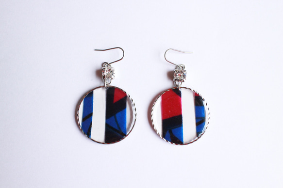 まんまるアフリカ布ピアス/african print circle earring (6) 4枚目の画像