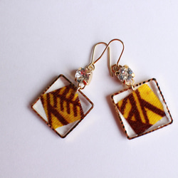 しかくアフリカ生地ピアス/african print square earrings (8) 4枚目の画像