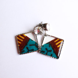 しかくアフリカ生地ピアス/african print square earrings (9) 4枚目の画像