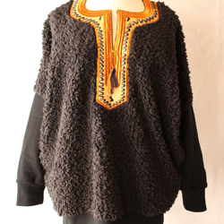 プードルファー ドルマンスリーブニット【黒】①/Poodle fur Dolman sleeve knit(size:f 2枚目の画像