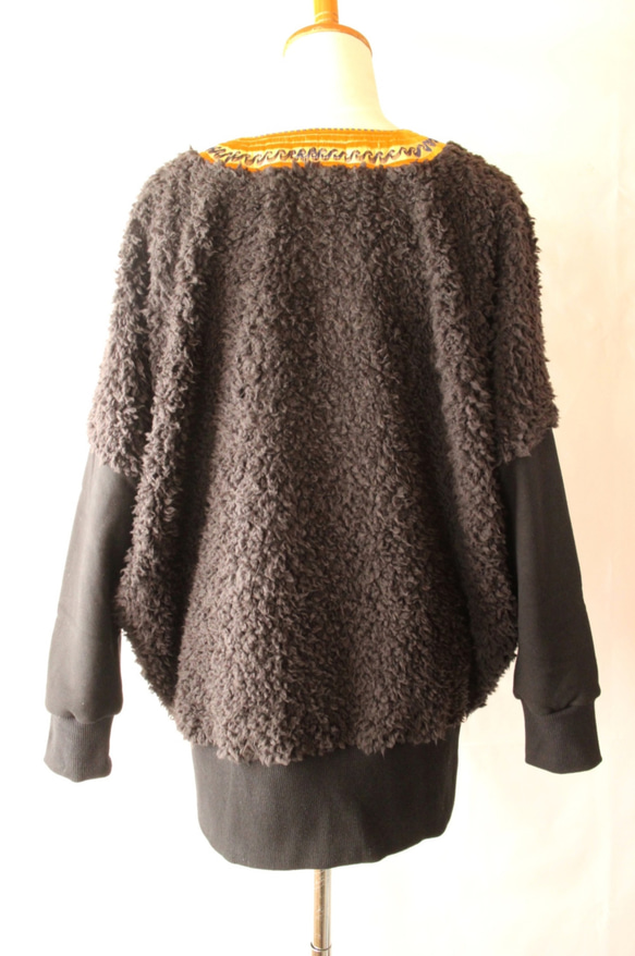 プードルファー ドルマンスリーブニット【黒】①/Poodle fur Dolman sleeve knit(size:f 5枚目の画像