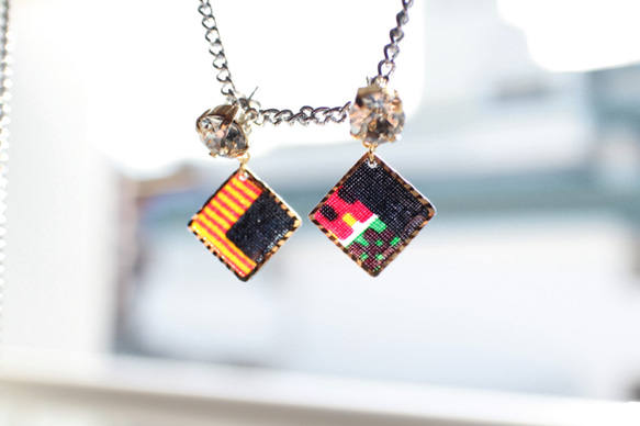 しかくアフリカ布ピアス/african print square earring (16) 3枚目の画像