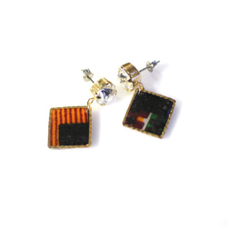 しかくアフリカ布ピアス/african print square earring (16) 4枚目の画像