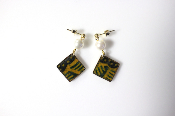 しかくアフリカ布ピアス/african print square earring (18) 4枚目の画像