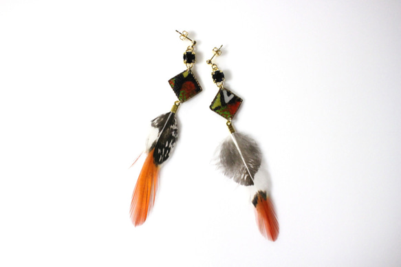 しかくアフリカ布ピアス/african print square earring (22) 4枚目の画像