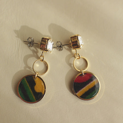 まんまるアフリカ布ピアス/african print circle earring (ap50) 3枚目の画像