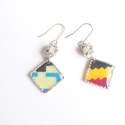 しかくアフリカ布ピアス/african print square earring (ap11) 3枚目の画像